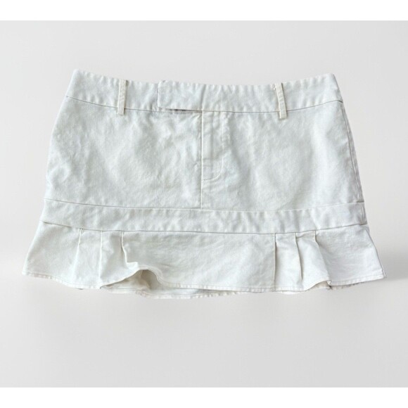 Y2K American Eagle Ivory Woven Pleated Skirt Size 12 Mini - Picture 1 of 7